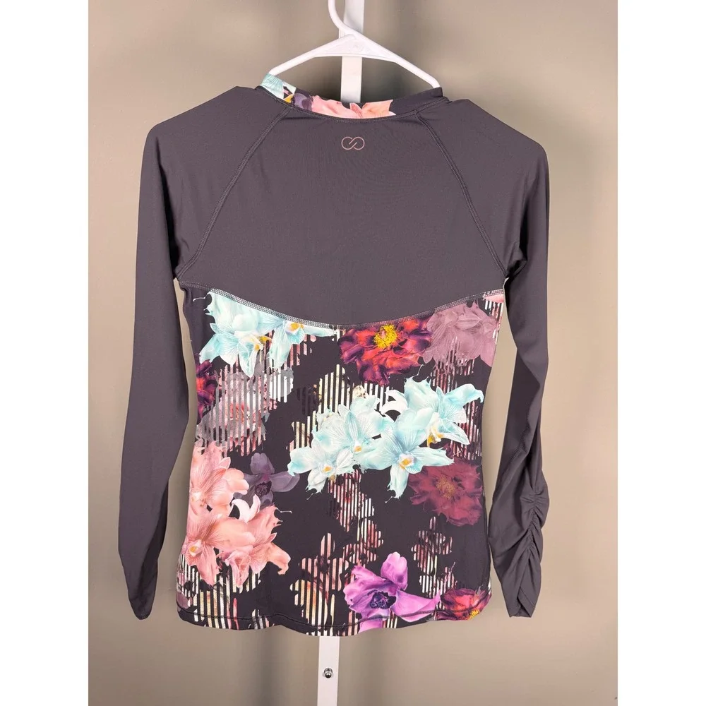 CALIA Carrie Underwood Floral Long Sleeve Rash Guard Swim Top XS NWT